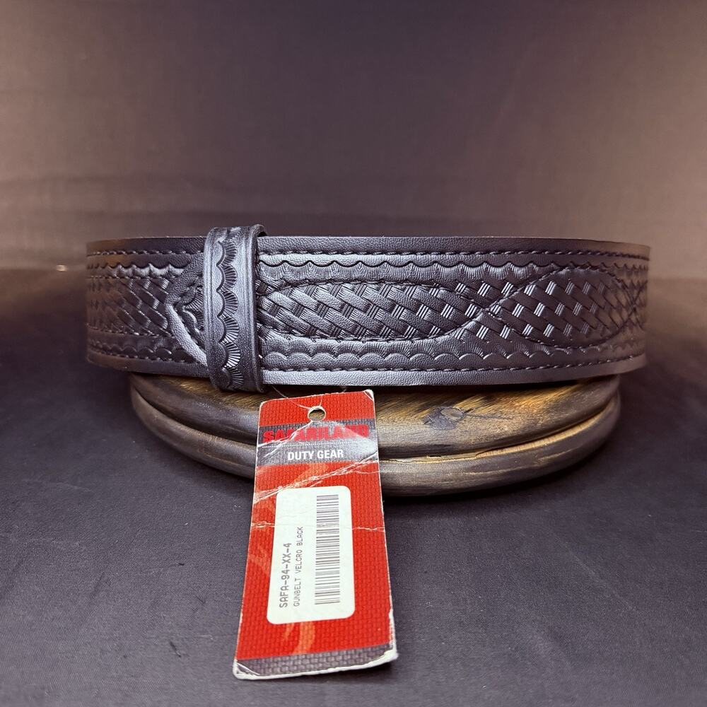 Safariland 94 Buckleless Leather Duty Gun Belt Size 28" Basketweave Black 2.25"